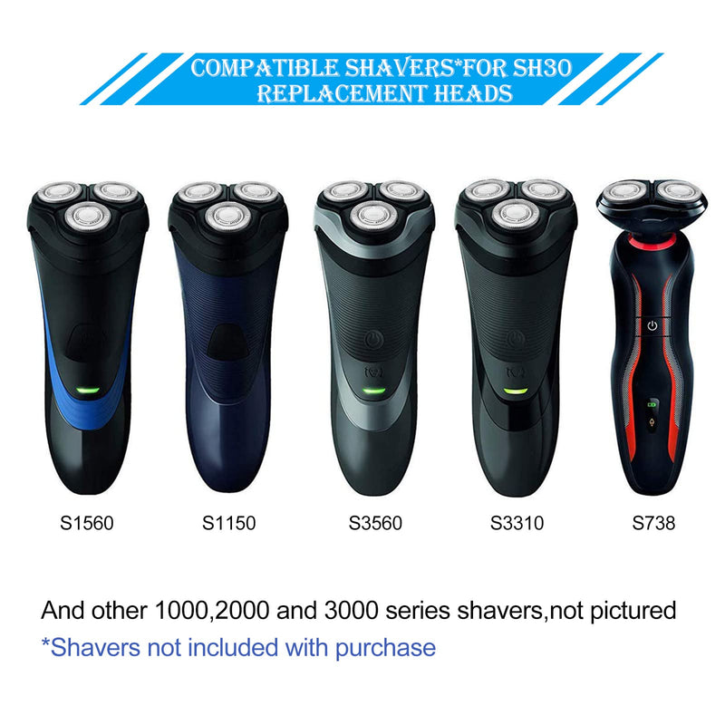 [Australia] - Mudder 6 Pcs SH30/50/50 Shaver Replacement Heads Compatible with Philips Electric Shaver Series 1000, 2000, 3000, 5000 and Model AT8xx/AT7xx/PT8xx/PT7xx Style with Pointed Blade, Non-Original 