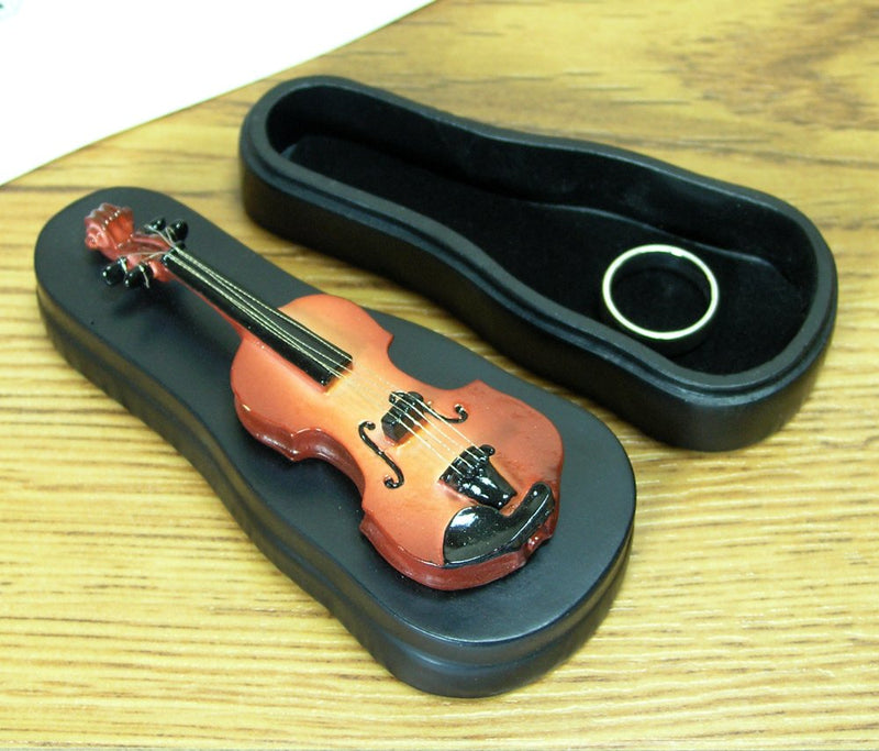 [Australia] - BANBERRY DESIGNS Violinist Music Instrument Replica Box Keepsake Ring - Orchestra Musician Gift Velvet Trimmed 