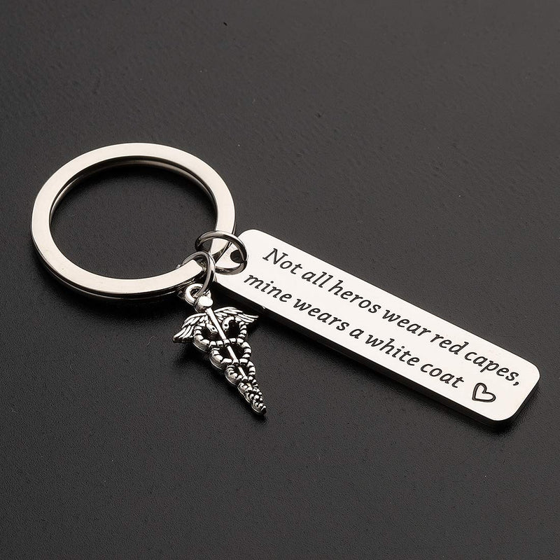 [Australia] - Doctor Gift Pharmacist Gift Dentist Gift White Coat Ceremony PA Gift 1st White Coat Gift Not All Heros Wear Red Capes Mine Wears A White Coat Keychain 