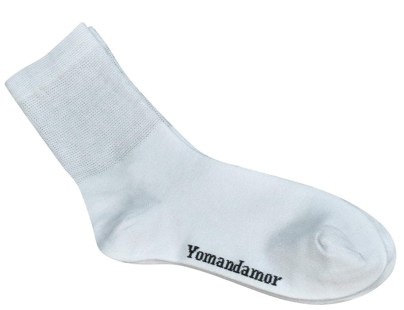 [Australia] - Yomandamor Womens Bamboo Diabetic Crew Socks With Seamless Toe,6 Pairs Size 9-11 6 Pairs Solidwhite 