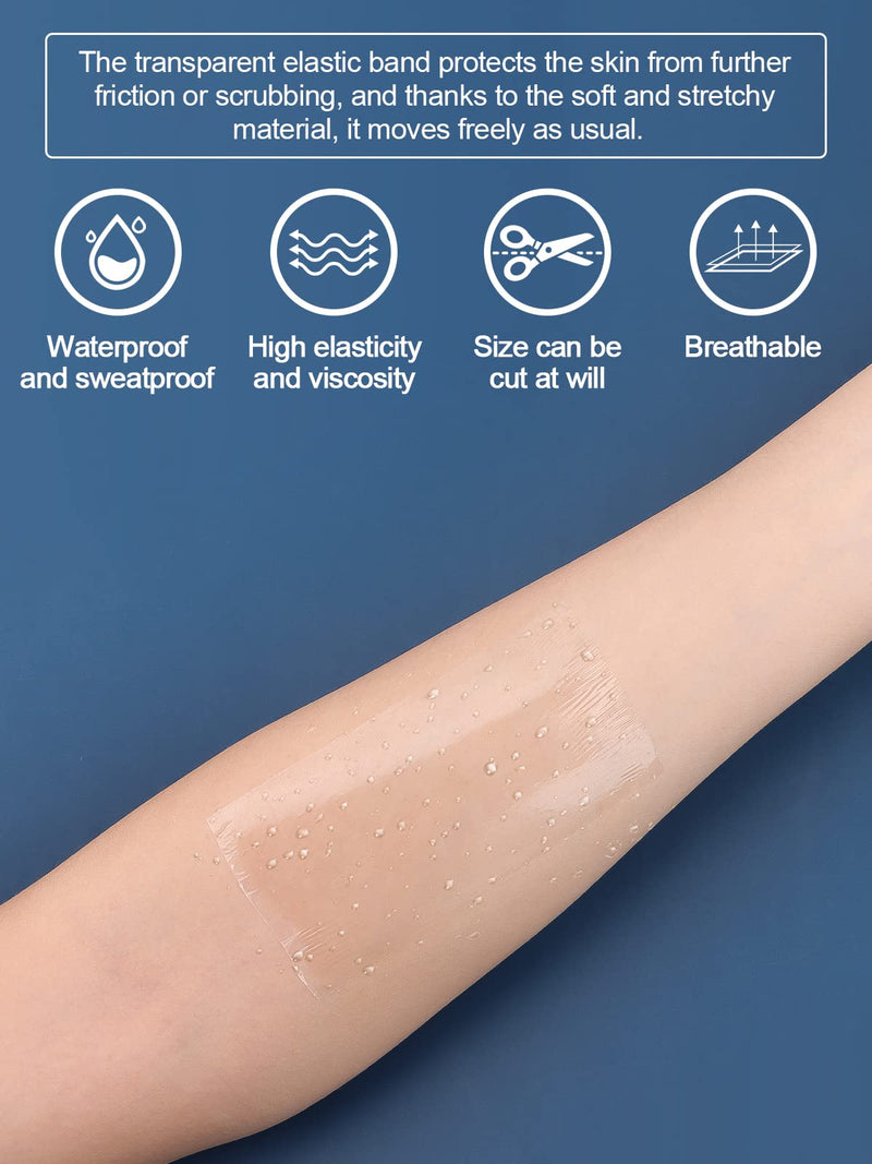 [Australia] - 2 Rolls Tattoo Aftercare Waterproof Adhesive Bandage, EBANKU Skin Healing Protective Bandages Transparent Stretch Wound Dressing Tape(2m*15cm) 