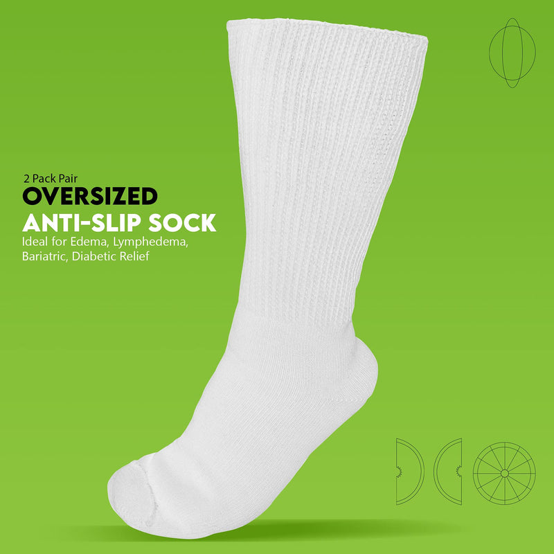 [Australia] - 2 PACK Extra Wide Socks with Non Slip Grips for Swollen Feet and Calves. Perfect Diabetics Socks, Hospital Socks or Bariatric Socks and works great as a Cast Sock. Calf Length Men and Women. Unisex. 