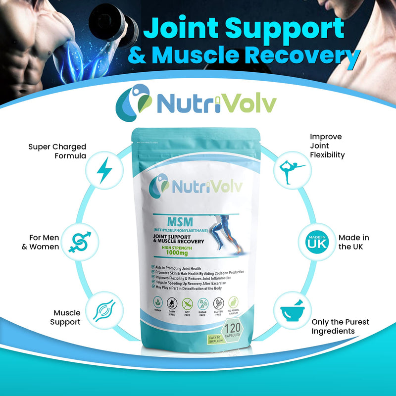 [Australia] - MSM 1000mg (Methylsulphonylmethane) Important Source of Organic Sulfur | Joint Support, Muscle Recovery & hair growth | 120 Capsules 