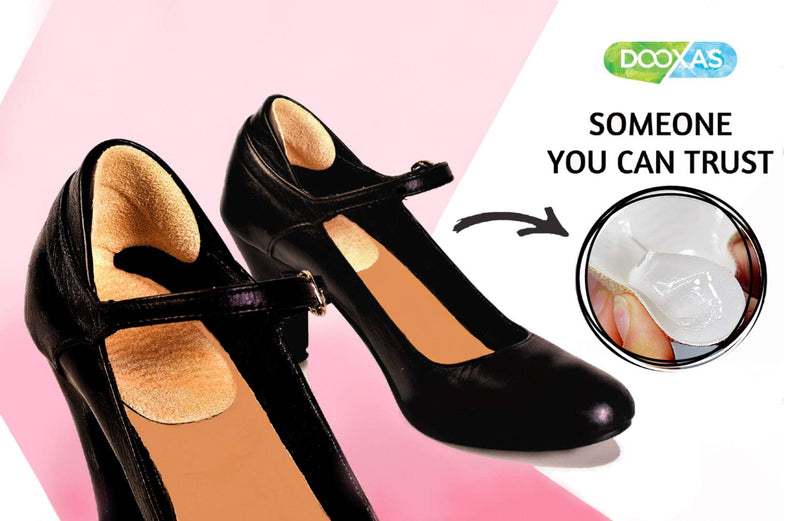 [Australia] - Ball of Foot and Heel Cushions for High Heels Shoes Metatarsal Pads for Women 4-Pack – Soft Gel Shoe Inserts Relieve Foot Pain – an Innovative Insoles Shape Design Adhesive Comfort Set by Dooxas 