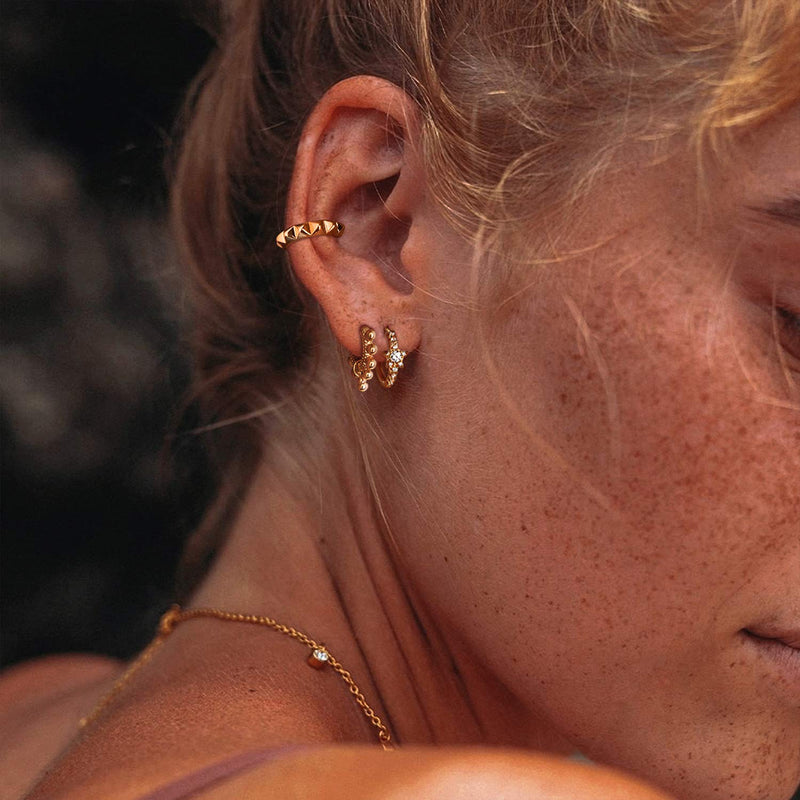 [Australia] - MYEARS Women Gold Huggie Hoop Earrings Bead Ball Spike Star Diamond CZ Sleeper Dangle Drop 14K Gold Filled Tiny Boho Beach Simple Delicate Handmade Hypoallergenic Jewelry Gift 