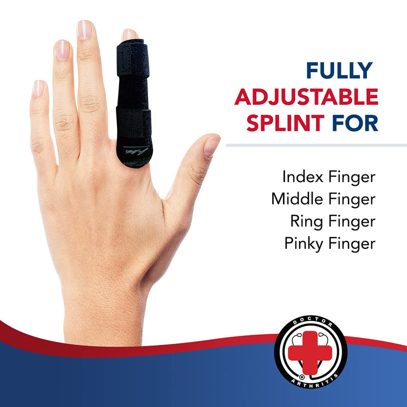 [Australia] - Finger Splint with Doctor's Handbook Premium Finger Brace - Braces, Splints & Supports Index, Middle, Ring & Pinky Finger - Padded Finger Splints for Straightening - Full Finger Guard by Dr. Arthritis (Balck L/XL, 2 Pack) 