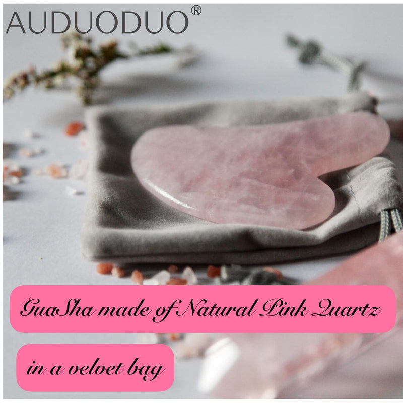 [Australia] - AUDUODUO� Premium skin care tool kit, Ice Roller for facials & GUA SHA facial lifting tool made of natural rose quartz, for Face, Neck, Body massage skin treatment PINK with Guasha 