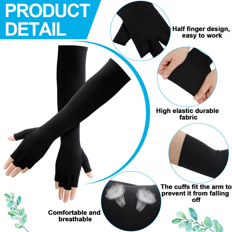 [Australia] - 2 Pairs Copper Long Gloves Carpal Tunnel Gloves Open Compression Long Fit Gloves for Women Men Support Hands Basic Style Large 