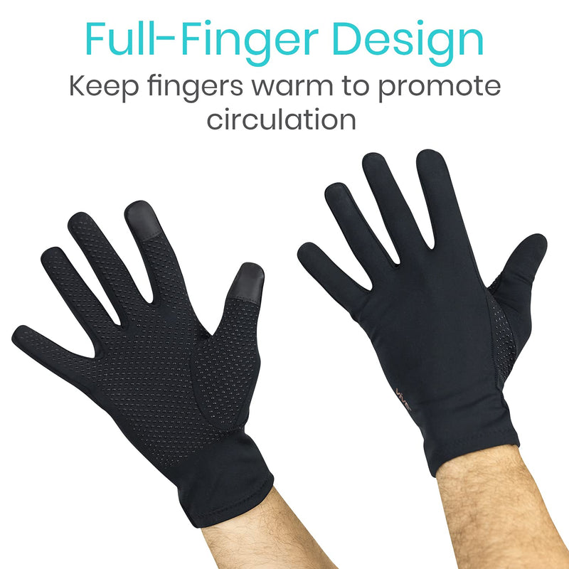 [Australia] - Vive Copper Arthritis Gloves - Full Hand Compression Touchscreen Finger - For Carpal Tunnel, Rheumatoid, Joint Pain, Infammation - Flexible Wrist and Thumb Pressure Relief for Typing - For Men, Women Black Large 