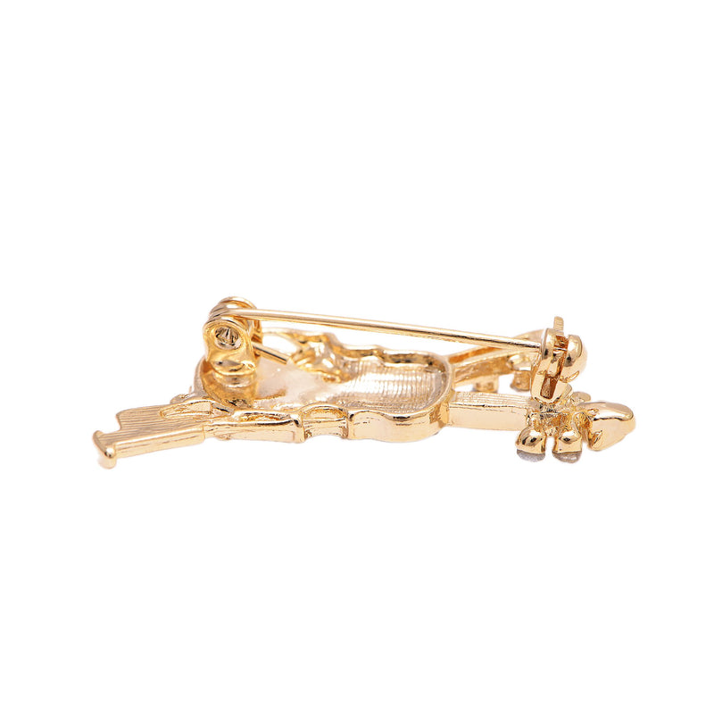 [Australia] - chelseachicNYC Tiny Jewel Crystal Violin and Bow Brooch Pin Gold 