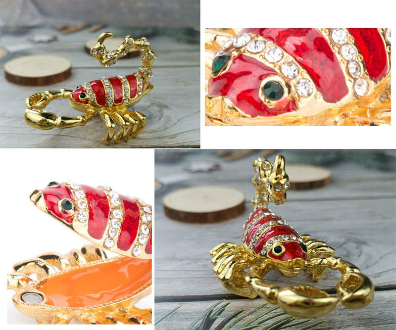 [Australia] - Furuida Scorpion Trinket Boxes Hinged Enameled Jewelry Box Animal Figurine Ornament Craft Gift for Home Decor 