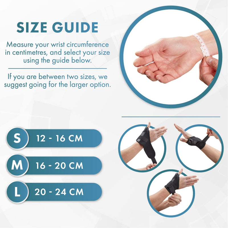 [Australia] - Actesso Elasticated Thumb Support Splint - Ideal for Thumb Pain Relief, Sprains, Tendonitis or Fractures (Black, Large Left) L (Pack of 1) Black 