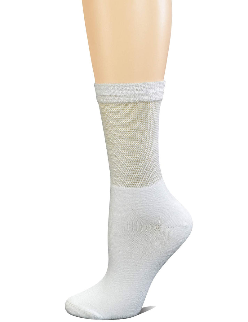 [Australia] - Yomandamor Womens Bamboo Diabetic Crew Socks With Seamless Toe,6 Pairs Size 9-11 6 Pairs Solidwhite 