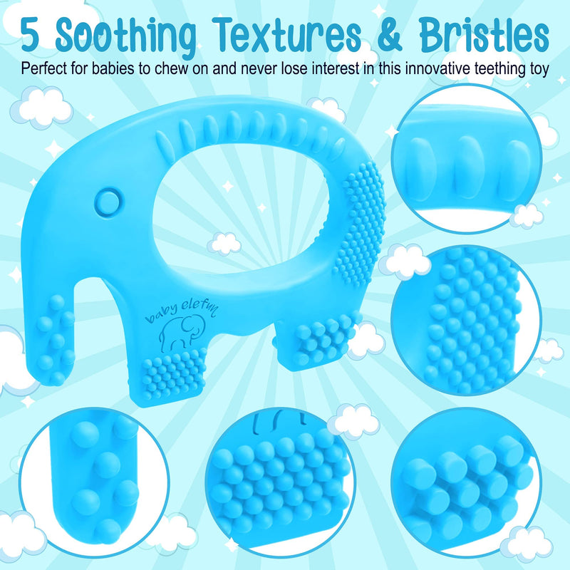 [Australia] - Baby Elefun Teething Ring, BPA Free Silicone Easy to Hold Teether Toy with Gift Package Included, Effective Elephant Teething Rings for Babies 3 4 6 12 Months Boy Teethers Cute Infant & Shower Gifts blue 