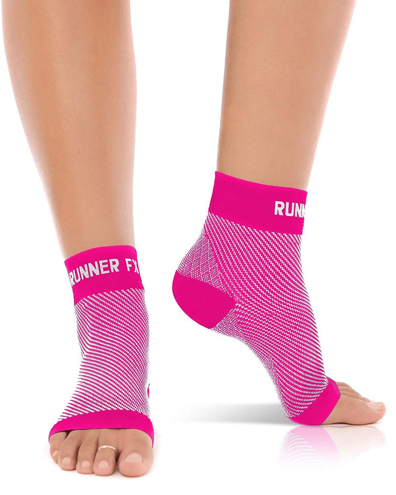 [Australia] - Runner FX Sports Plantar Fasciitis Socks, Neuropathy socks - Plantar Fasciitis Socks Women, Plantar Fasciitis Socks for Men, Plantar Fasciitis Compression Socks, Ankle Support, Foot Supports Pink Small (1 Pair) 