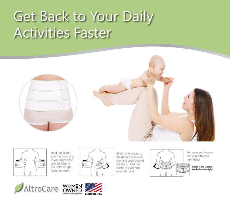 [Australia] - AltroCare 3 Panel, 9" Postpartum Abdominal Binder & Belly Band. Size L/XL stretches to fit 45" to 60" Large/X-Large (Pack of 1) 