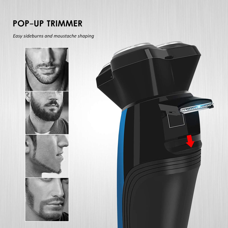 [Australia] - Electric Razor for Men, Wet & Dry Electric Shaver with Beard Trimmer, Rechargeable, Waterproof, LCD Display, Men's 3D Rotary Shavers Electric Shaving Razors Cordless 