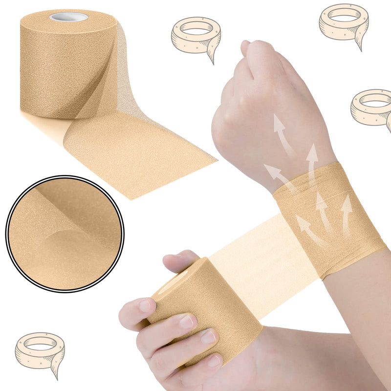 [Australia] - 3 Pieces Athletic Pre Wrap Tape for Hair Foam Underwrap Tape Sports Pre-wrap Athletic Tape Underwrap for Hair Ankle Wrists Knees Sports 2.75 Inch by 30 Yards(Beige) Beige 