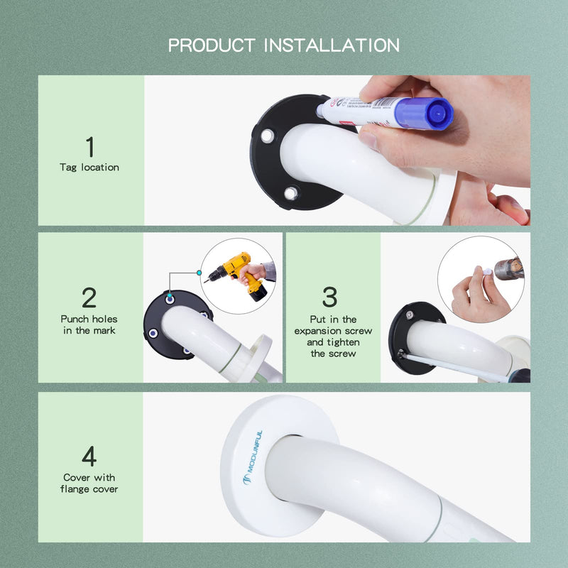 [Australia] - Straight Stainless Steel Shower Grab Bar with Plastic-Plated Finish, Anti-Slip Shower Wall Grip Handle Towel Rail, White 30cm White - 30cm 