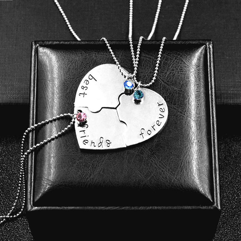 [Australia] - SIVITE Best Friends Forever and Ever Necklace with Crystal Broken Heart Charm Pendant Set Friendship Necklace 3PCS - " Best friends forever " 