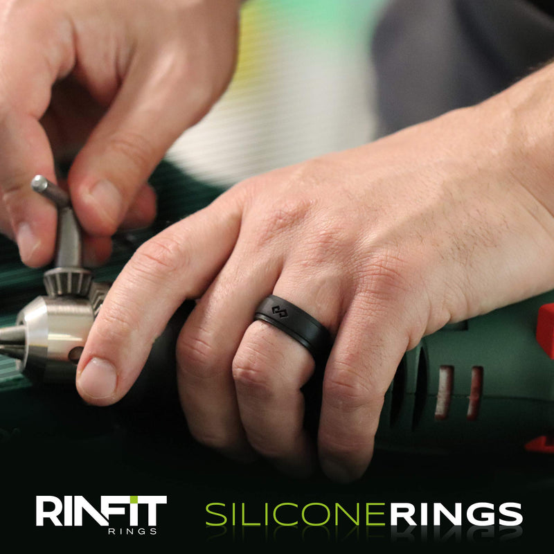 [Australia] - Silicone Wedding Ring for Men by Rinfit. 1 or 3 Rings Pack. Designed, Safe & Soft Men's Silicon Rubber Bands. Comfortable & Durable Wedding Band Replacement. Size 7-14 (7, Black) 