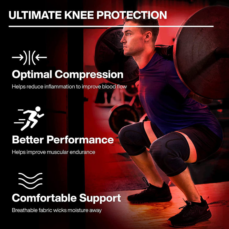 [Australia] - Uflex Athletics (Medium) Knee Compression Sleeve Support for Running, Jogging, Sports, Joint Pain Relief, Arthritis and Injury Recovery-Single Wrap Red M 