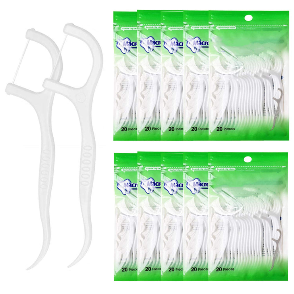 [Australia] - 200 Pcs Dental Floss Picks, Plastic Dental Floss Stick Interdental Floss Tooth Picks Flat Dental Floss Toothpick Disposable Flossers for Family, Hotel, Travel 