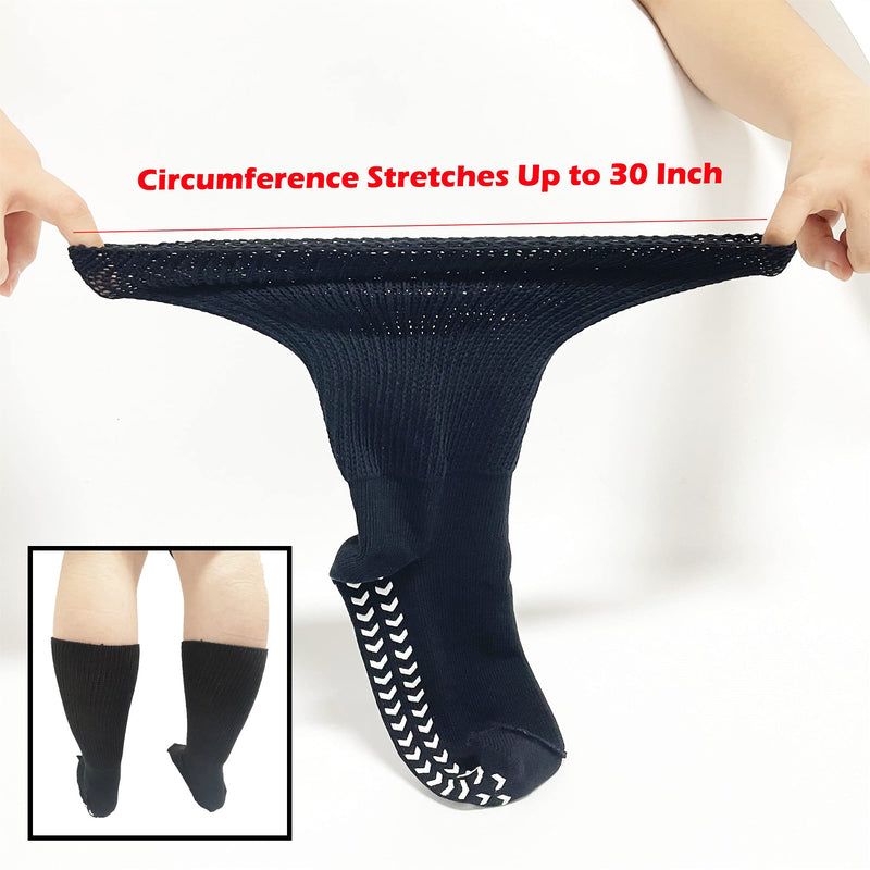 [Australia] - Extra Width Socks for Lymphedema & Diabetic, Bariatric Sock Stretches up to 30" for Swollen Feet(3 Pairs) 