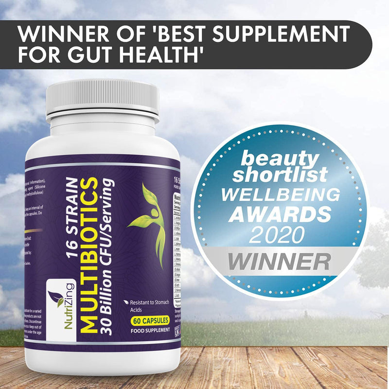 [Australia] - BioCultures Complex - 16 Live Strains with 30 Billion CFU/Serving Source Powder - Vegan Time Release Capsules. with Lactobacillus Acidophilus and Bifidobacterium - Made in UK by Nutrizing 
