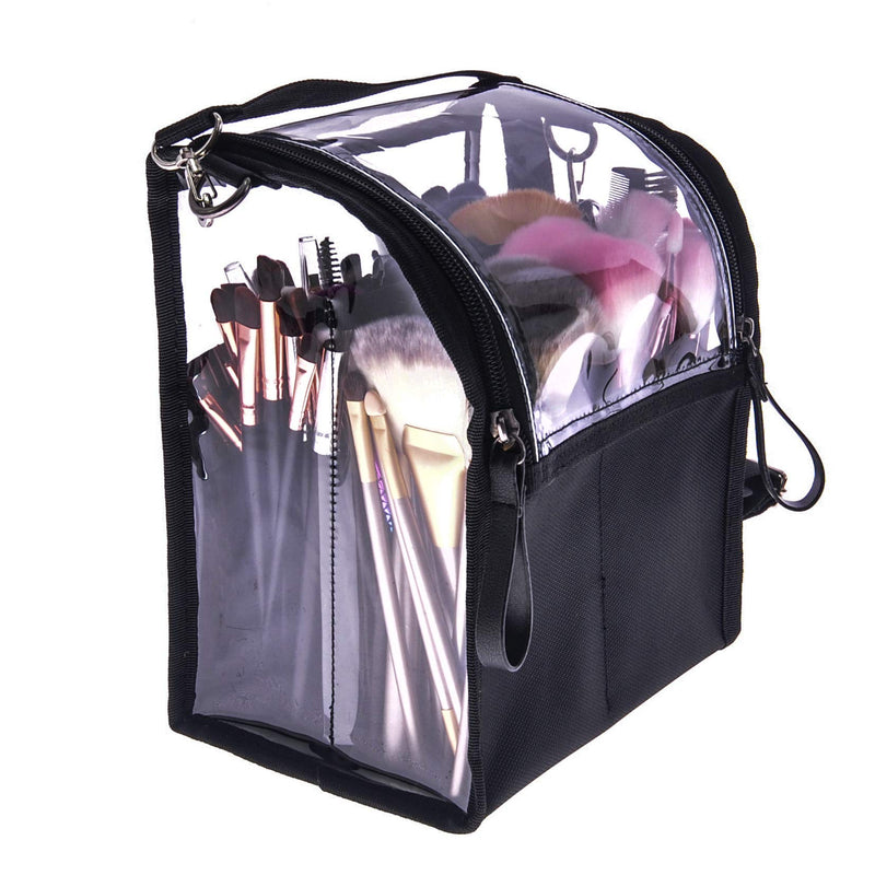 [Australia] - Trave Big Makeup Brush Buddy Makeup Brush Holder Bag Cosmetic Kits Beauty Accessories Storage Organizer Bag with 4 Dividers & Shoulder Straps 