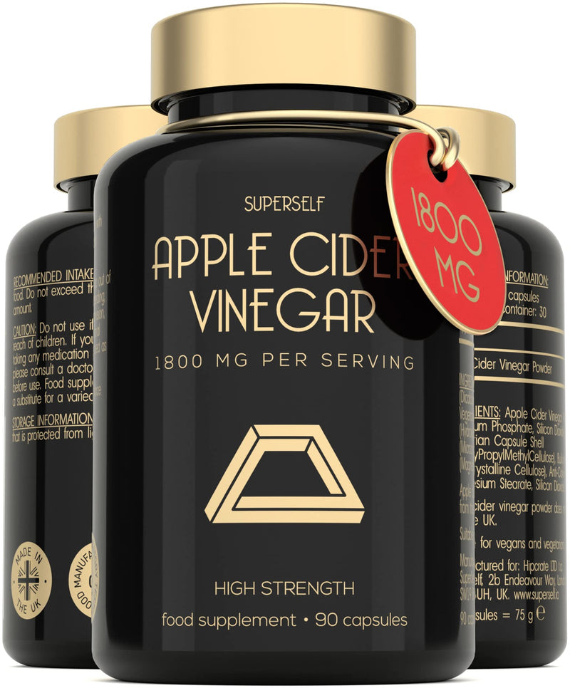 [Australia] - Apple Cider Vinegar Tablets 1800mg - High Strength 90 Capsules - Raw Unfiltered Apple Cider Vinegar with Mother - UK Made Vegan ACV Supplement for Women & Men - Keto Diet Friendly Pills That Work Fast 
