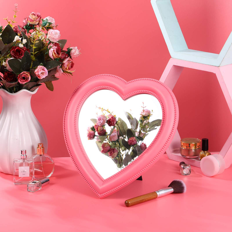 [Australia] - BESPORTBLE 10- Inch Heart Shaped Mirror Tabletop Vanity Makeup Mirror Makeup Mirror Cosmetic Mirror Desktop Mirror Wall Hanging Mirror 