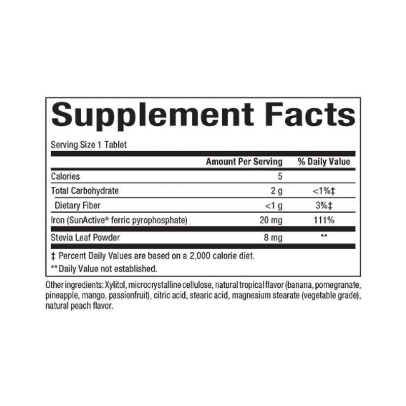 [Australia] - Natural Factors, Easy Iron Chewable, Gentle Supplement for Energy and Metabolism Support, Vegan, Tropical Fruit Flavor, 60 tablets (60 servings) 60 Count (Pack of 1) Standard Packaging 