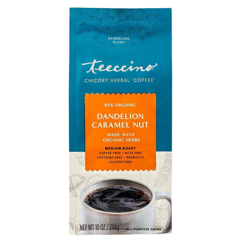 [Australia] - Teeccino Coffee Alternative – Dandelion Caramel Nut – Detox Deliciously with Dandelion Herbal Coffee That’s Prebiotic, Caffeine Free & Gluten Free, Medium Roast, 10 Ounce 