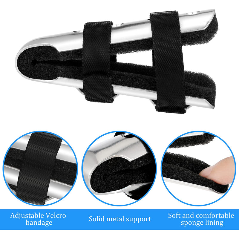 [Australia] - 10 Pieces Finger Splint Metal Finger Support Finger Knuckle Immobilization with Soft Foam Inner Band and Protective Vent for Adults and Children, 3 Sizes (Black) Large Black 10 