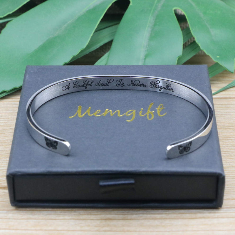 [Australia] - MEMGIFT Memorial Bracelet for Women in Memory of Jewelry Gift Remembering Loss of One You Loved Cuff Bracelets A beautiful about is never forgotten 