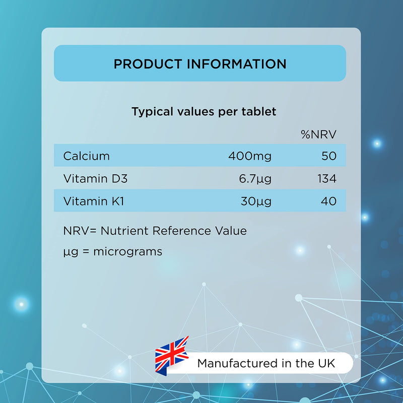 [Australia] - Healthspan Calcium & Vitamin D (240 Chewable Tablets) | High Strength Pure Calcium Supplement | Natural Source of Vitamin D3 | Added Vitamin K for Bone Health | Vanilla | Vegetarian 