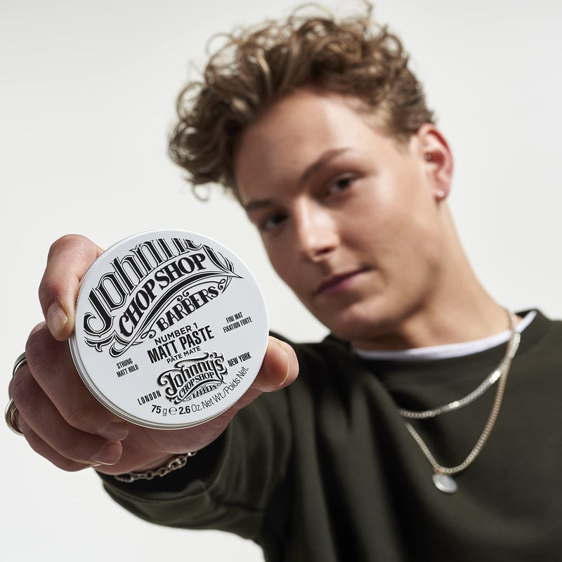 [Australia] - Johnny's Chop Shop - No 1 Matt Paste In A Tin, Strong Hold, Natural Finish (75g) Pack of 1 