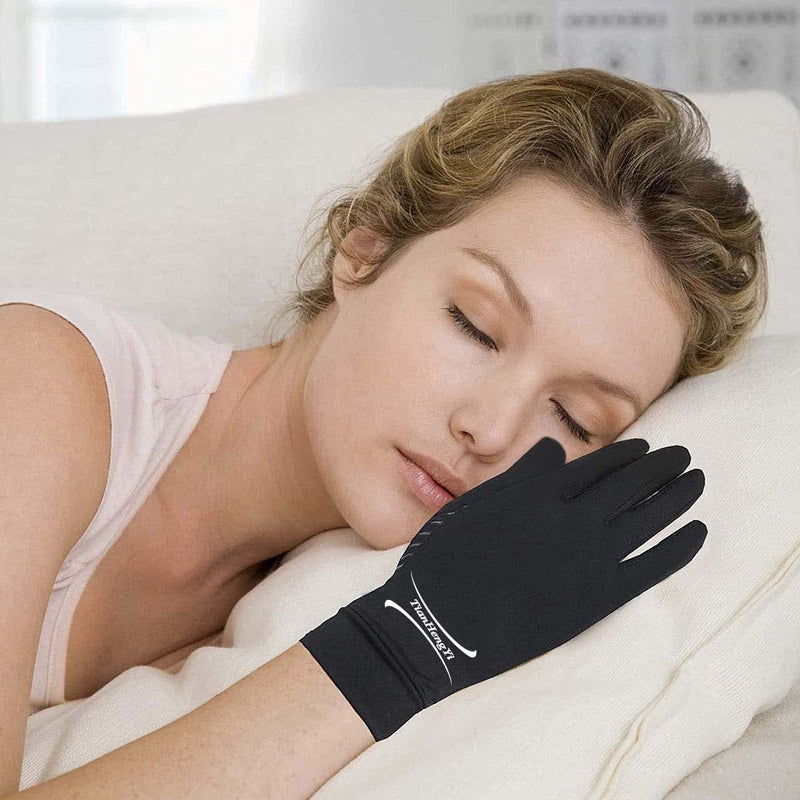 [Australia] - 2 Pairs Copper Arthritis Gloves, Touch Screen Compression Gloves for Men Women, Full Finger Carpal Tunnel Glove for Typing, Hand Pain, RSI, Support Wrist and Hand Joint (Black, Small (2 Pairs)) Black Small (2 Pairs) 