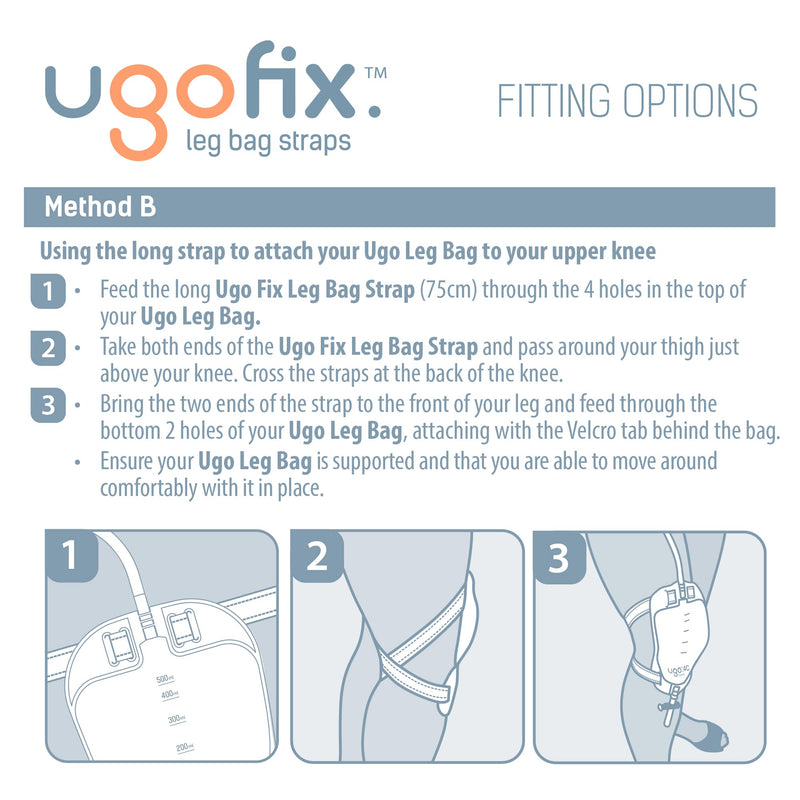 [Australia] - Ugo Fix Leg Bag Straps (x10) – Urine Drainage Bag Strap/Catheter Leg Bag Straps, with Soft Elastic Fabric, Comfortable Silicone Grips and Velcro Strap (Pack of 10) 