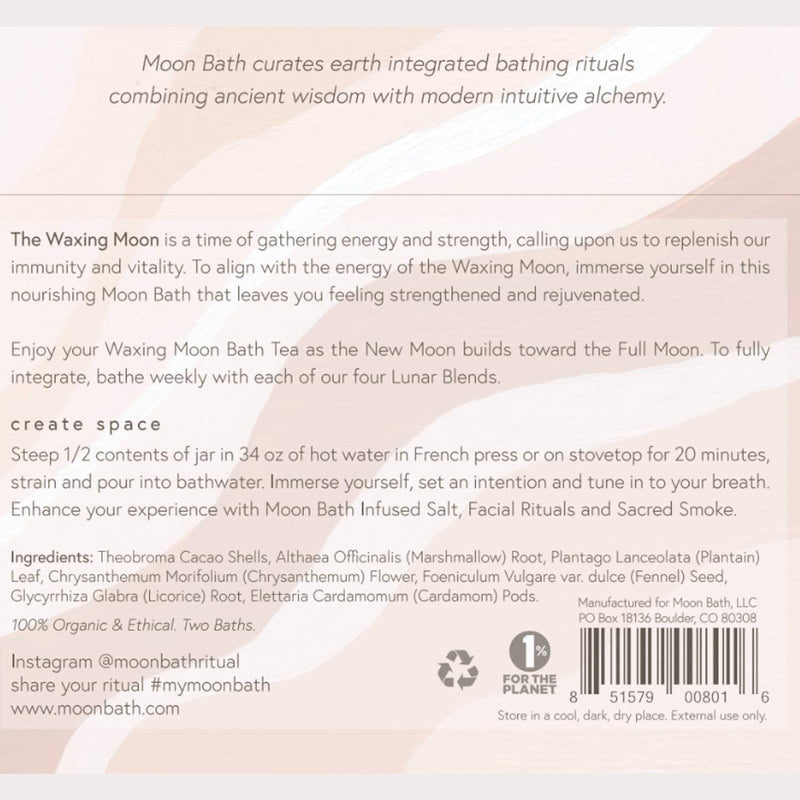 [Australia] - Waxing Moon Botanical Bath Tea | Herbal Ayurvedic Bath Soak for Strength & Vitality w/ Cacao, Cardamom & Chrysanthemum. Organic & Natural Body Care. Build Kapha Dosha. Loose Leaf Flowers. 2 Baths 