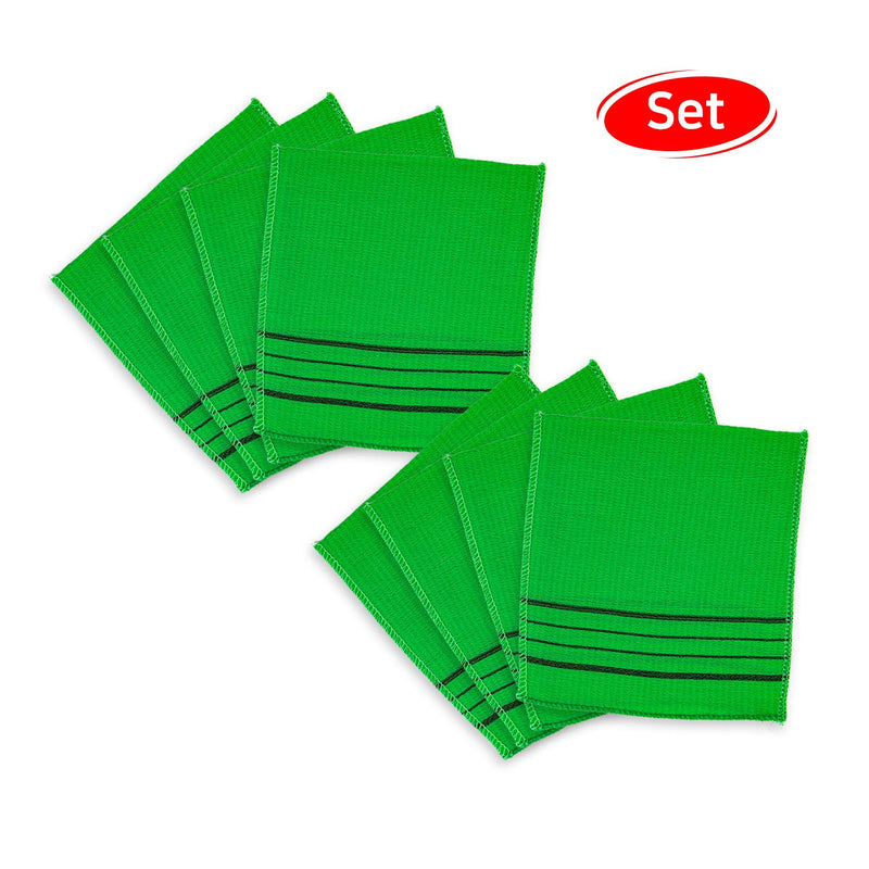 [Australia] - [ 8PCS ] Korean Asian Exfoliating Washcloth Italy Towel - Scrubbing Cloth for Removing Dead Skin Callus, Cleaning Pores and Reducing Acne Breakout and Blackhead (01. Green 4pcs + Green 4pcs) 01. Green 4pcs + Green 4pcs 