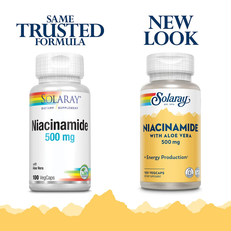 [Australia] - Solaray Niacinamide 500 mg | Vitamin B-3 | Energy Metabolism, Circulation, Nerve & Skin Health Support, 100 CT 100 Count (Pack of 1) 