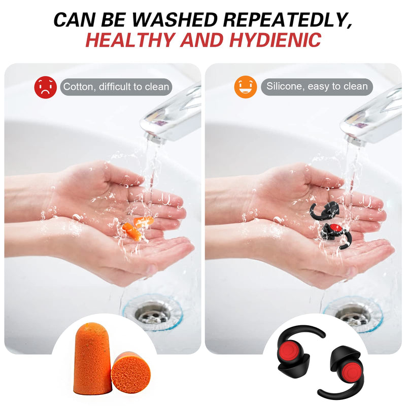 [Australia] - Ear Plugs for Sleeping Noise Cancelling Silicone Earplugs Sound Blocking Sleeping, 2pair Ear Plugs for Sleeping Reusable Noise Reduction Earplugs for Sleep,Snoring,Work,Concerts,Studying,Travel(Black) Black 