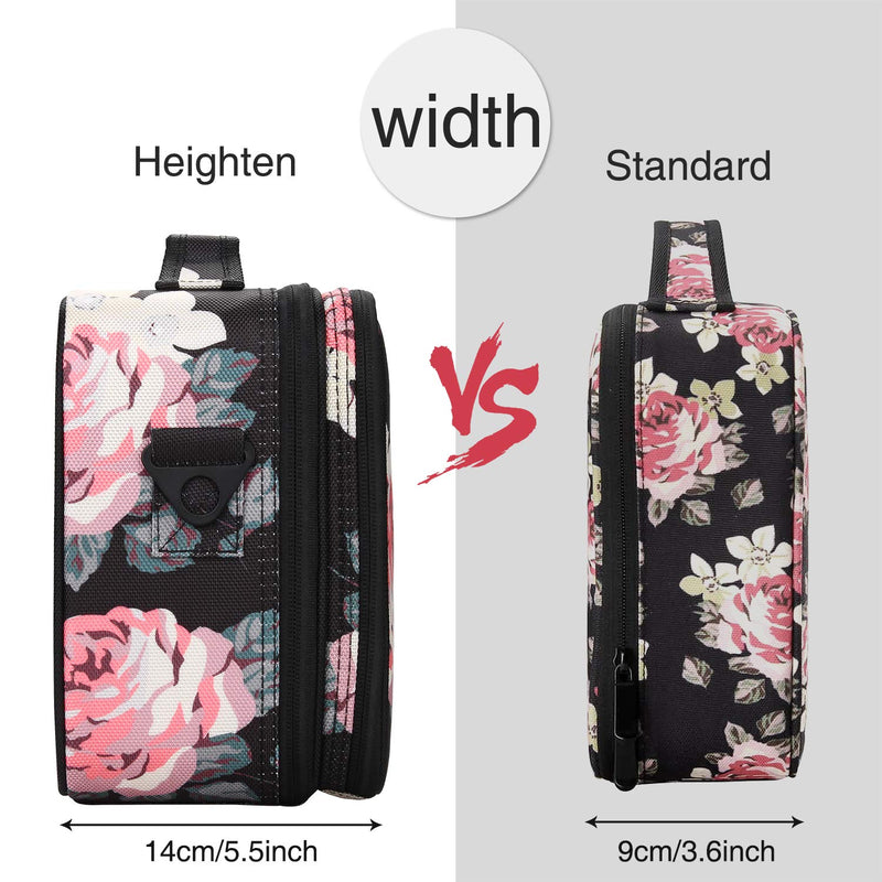 [Australia] - Relavel Travel Makeup Bag 2 Layer Heighten Makeup Train Case Cosmetic Storage and Organizer Box Portable Makeup Carrying Case with Shoulder Strap and Adjustable Dividers (Peony Pattern) Small 1 Peony Pattern 