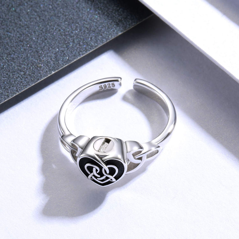 [Australia] - Urn Ring Cremation Jewelry for Ashes - 925 Sterling Silver Infinity Heart Memorial Souvenir Keepsake Ring Hold Loved Ones Ashes for Women Black 