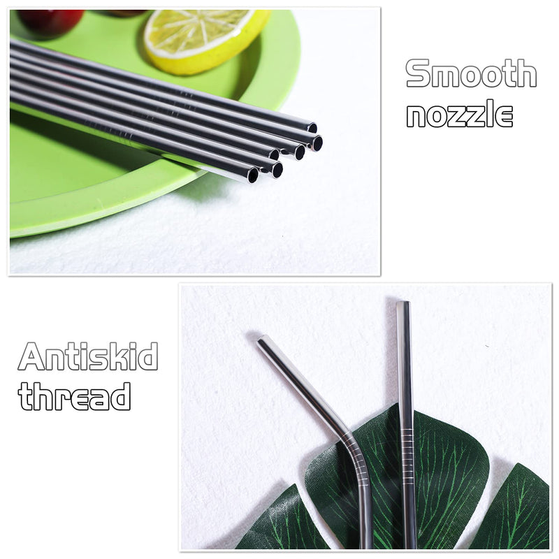 [Australia] - LessMo 12 Pcs Stainless Steel Straws, Reusable Metal Drinking Straws with 2 Cleaning Brush for Smoothie, Milkshake, Cocktail and Hot Drinks 