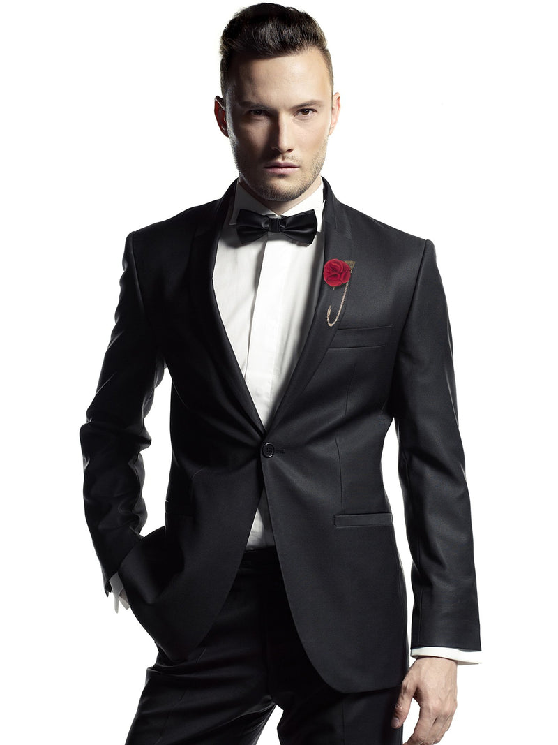 [Australia] - Shappy Men's Satin Lapel Pins with Metal Chain, Handmade Boutonniere Pins with Metal Chain and Storage Box (15 Colors) 