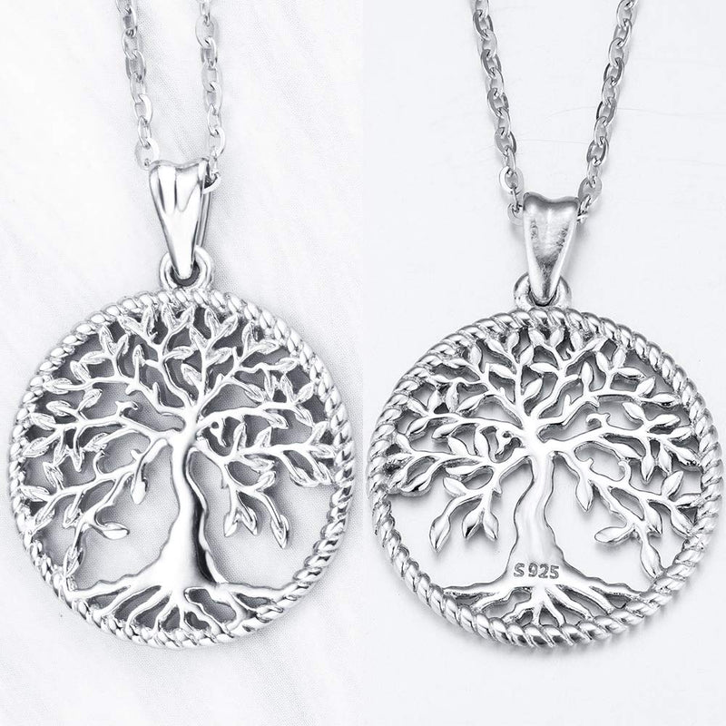 [Australia] - Aniu Silver Necklace for Women Girls, Family Tree of Life Sterling Silver Pendant with Fine Jewelry Gift Box, 18 Inches Chain for Wife Mom Grandma Girlfriend 