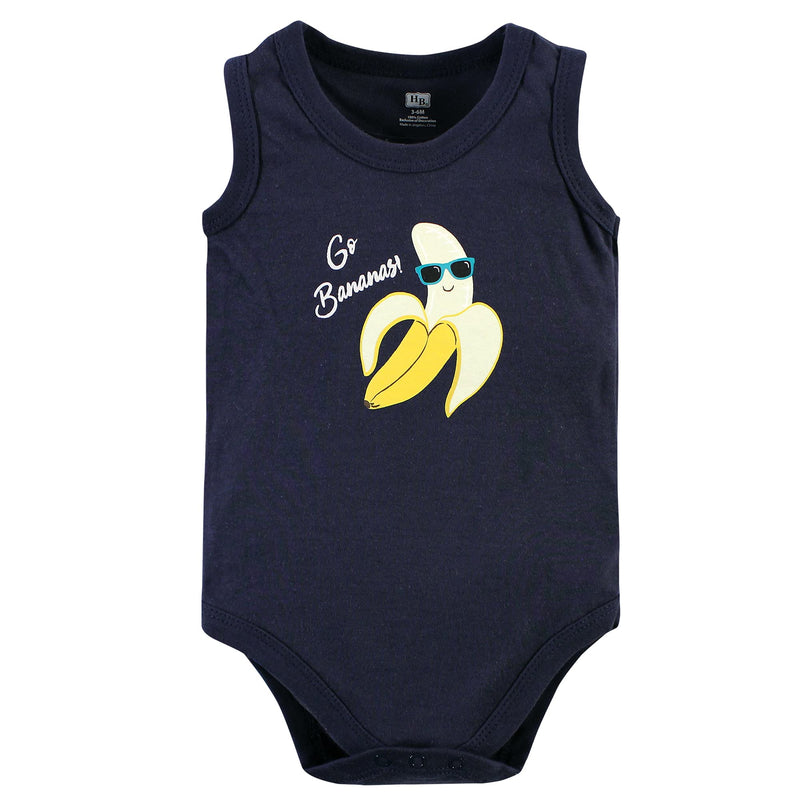 [Australia] - Hudson Baby Unisex Baby Cotton Sleeveless Bodysuits 0-3 Months Go Bananas 